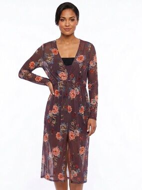 Floral mesh cover up